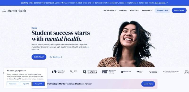 Mantra Health homepage